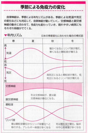 自律神経の年内リズム